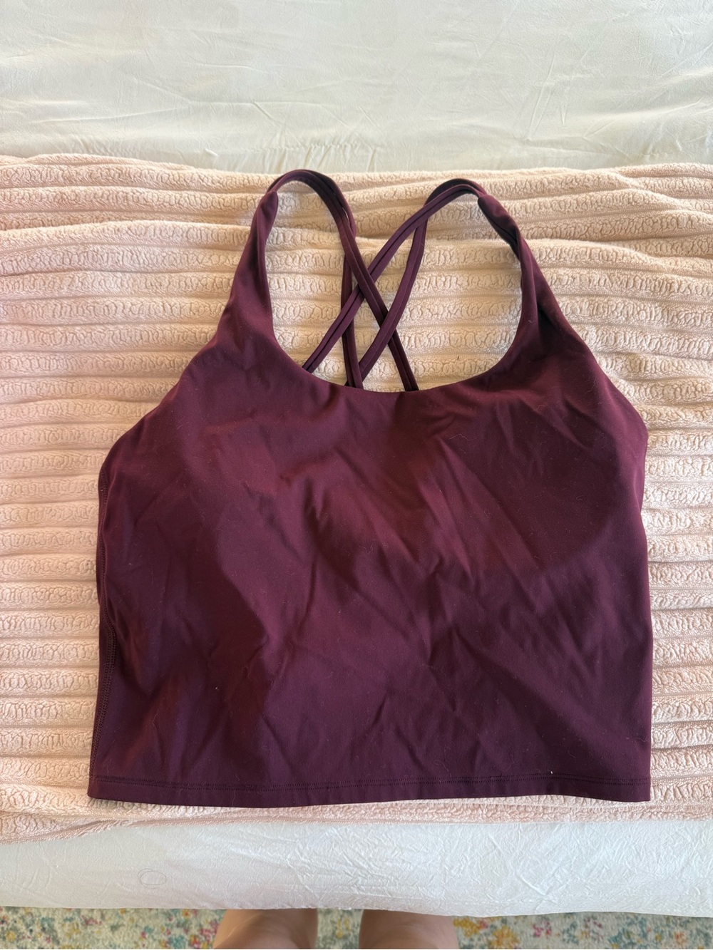 Heynuts Crisscross Back Crop Tank Top - Deep Plum